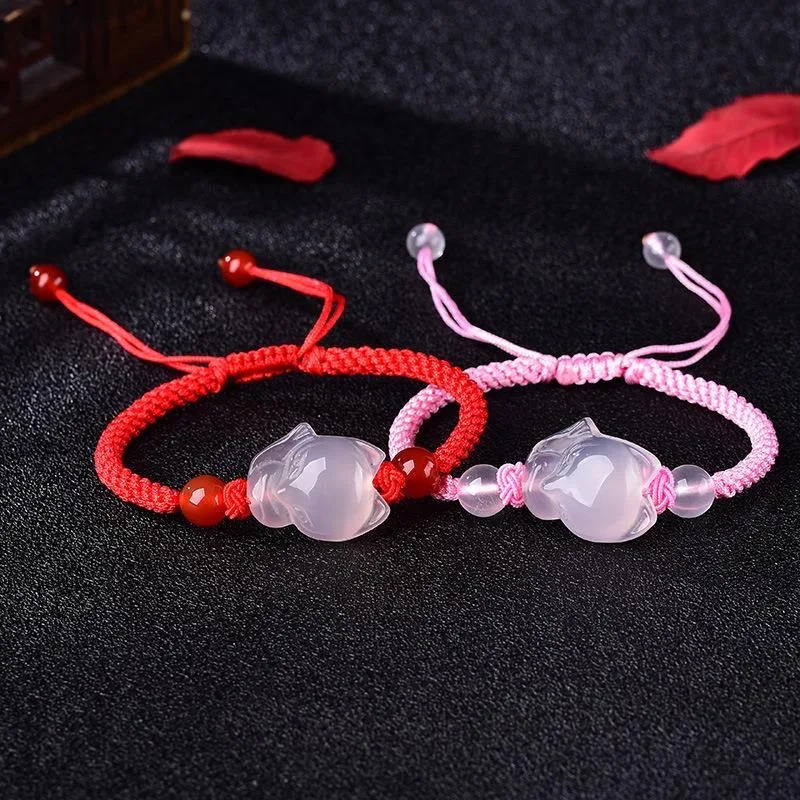 Men Accessories For Hand - Gelang Elastis Kalsedon Batu Akik Merah