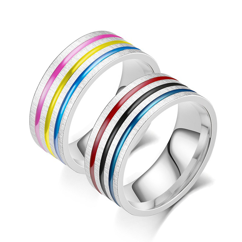Men Accessories Name - Cincin Pasangan Pelangi Stainless Steel Fashion