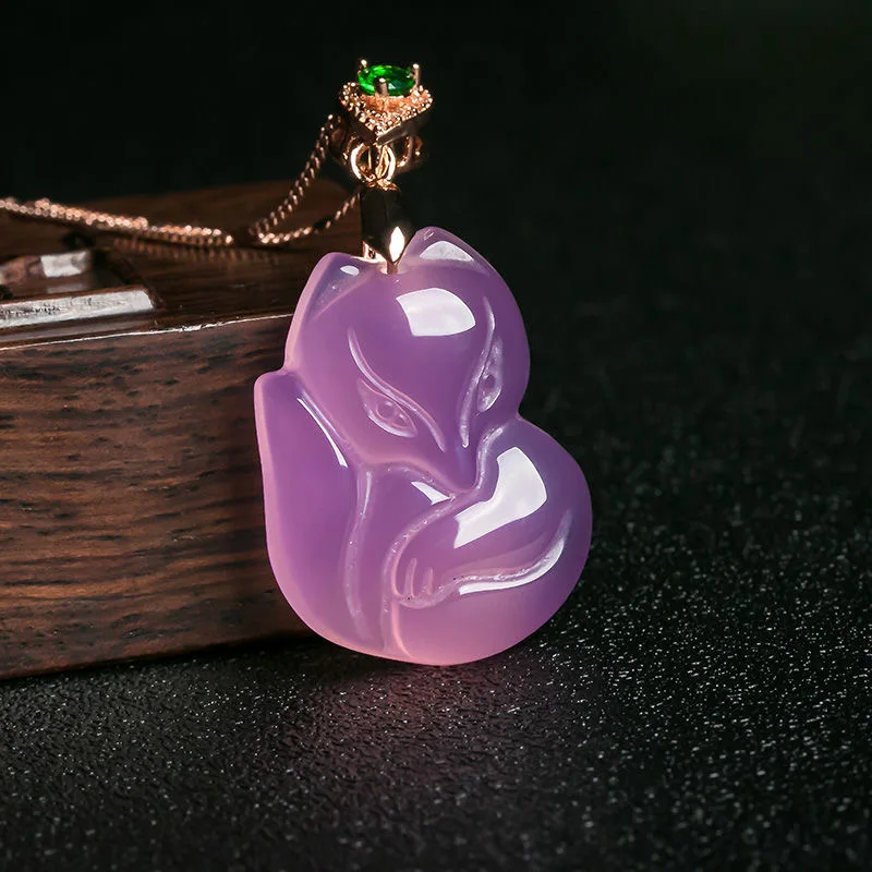 Men Accessories For Hand - Alami Ungu Batu Akik Fox Liontin