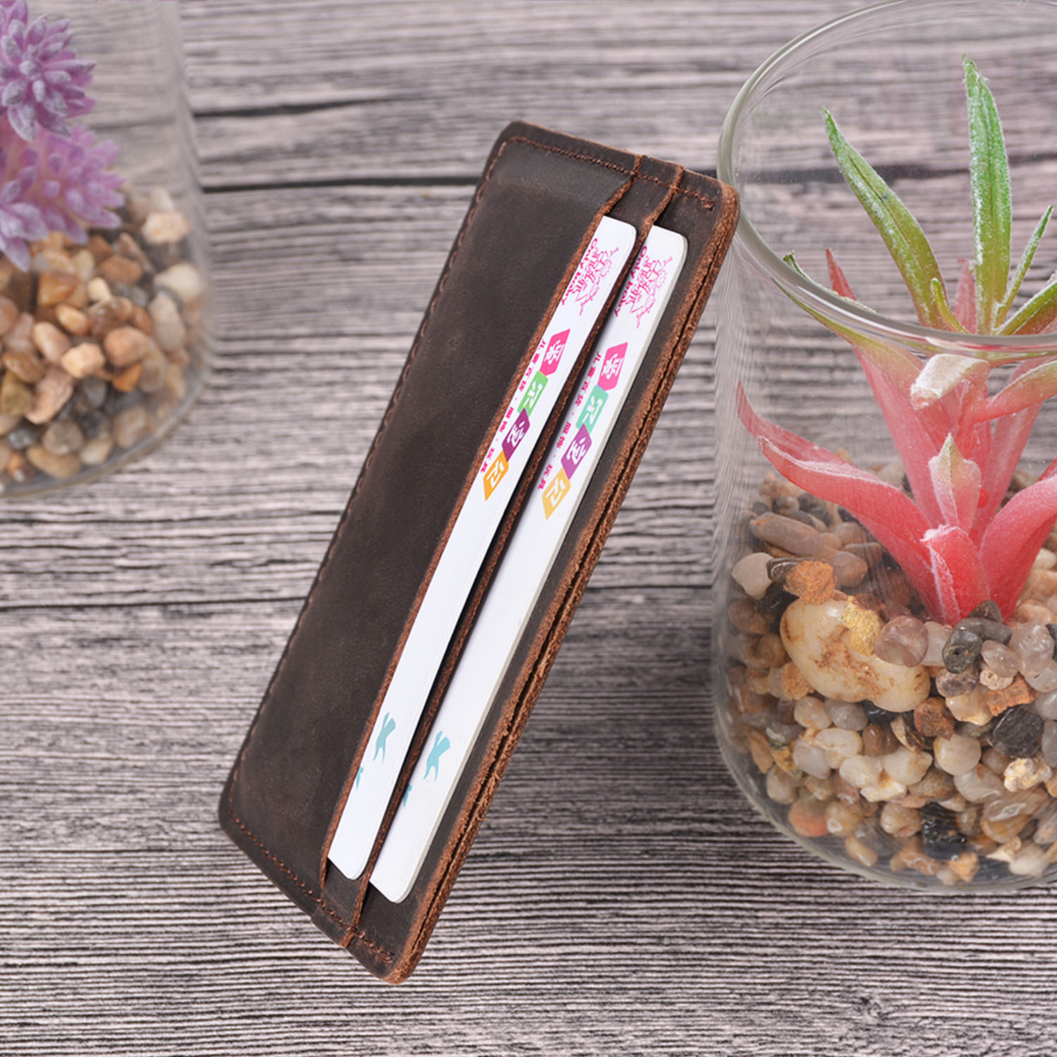 Money Clip Slim - Dompet Kartu Mini Uniseks Vintage Buatan