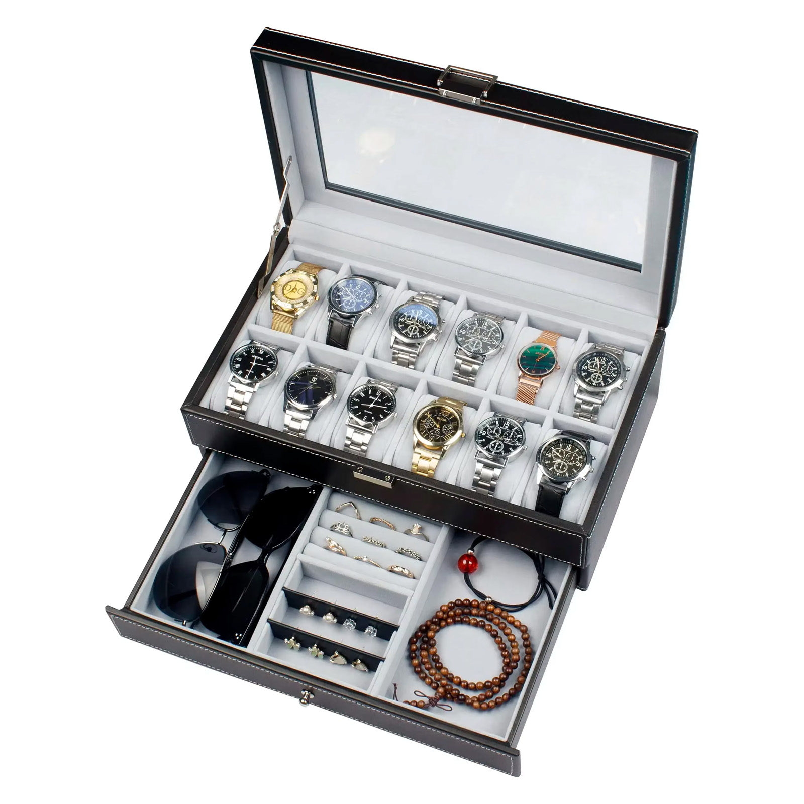 Men Accessories Organiser - Kotak Penyimpanan Jam Tangan Kulit 12