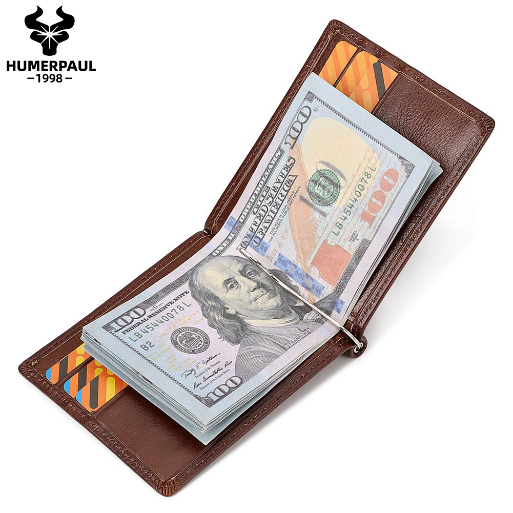 Dompet pria kulit asli, dompet - Money Clip Slim ulasan dan harga