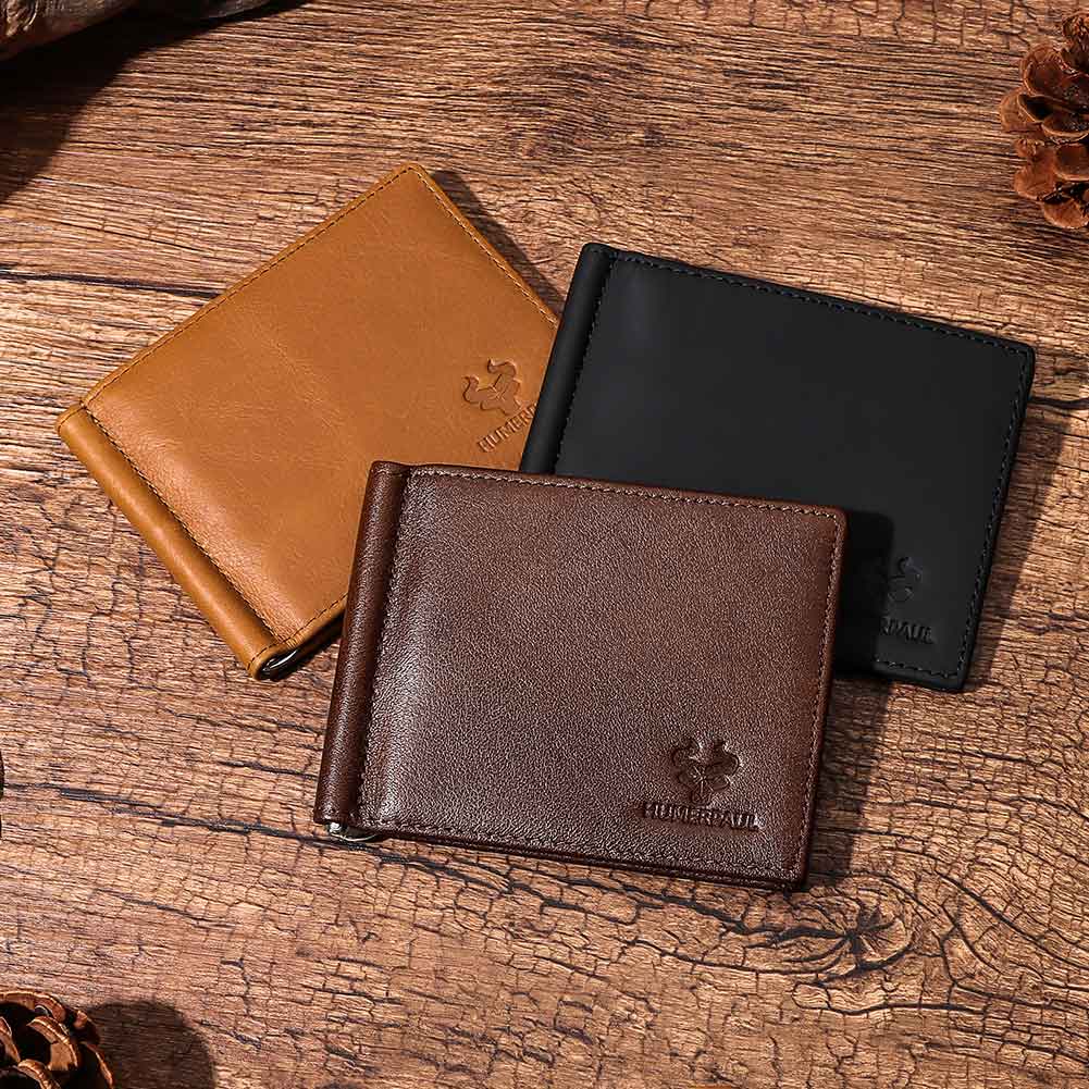 Dompet pria kulit asli, dompet - Money Clip Slim ulasan dan harga