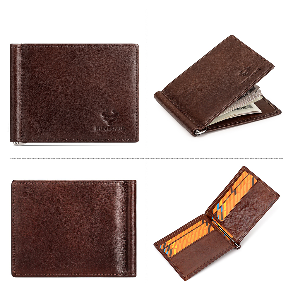 Dompet pria kulit asli, dompet - Money Clip Slim ulasan dan harga
