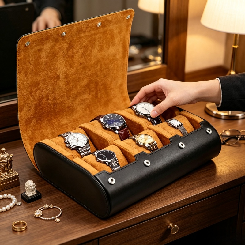 6 Slot Kotak Penyimpanan Jam T - Men Accessories Organiser ulasan dan harga