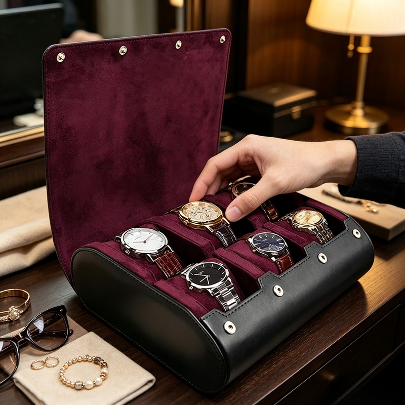 6 Slot Kotak Penyimpanan Jam T - Men Accessories Organiser ulasan dan harga