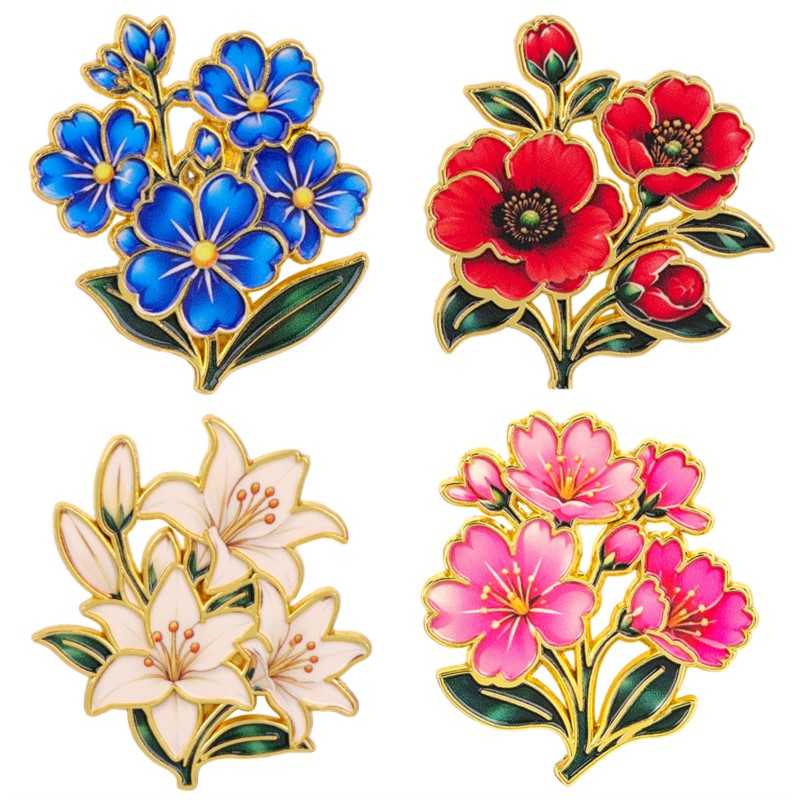 Pin Enamel Bunga Vintage Warna - Lapel Pin Enamel ulasan dan harga