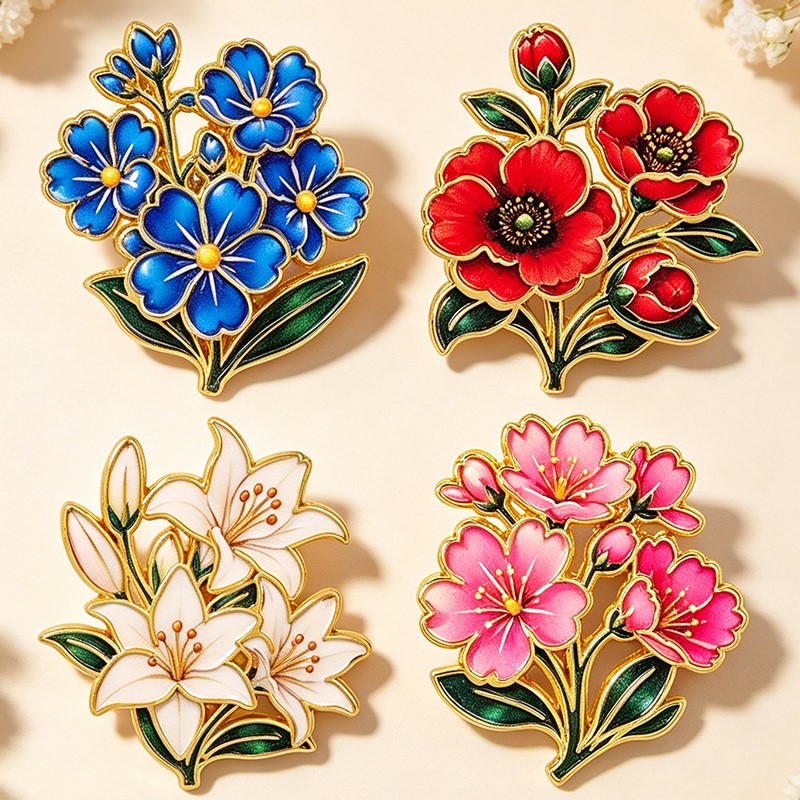 Pin Enamel Bunga Vintage Warna - Lapel Pin Enamel ulasan dan harga