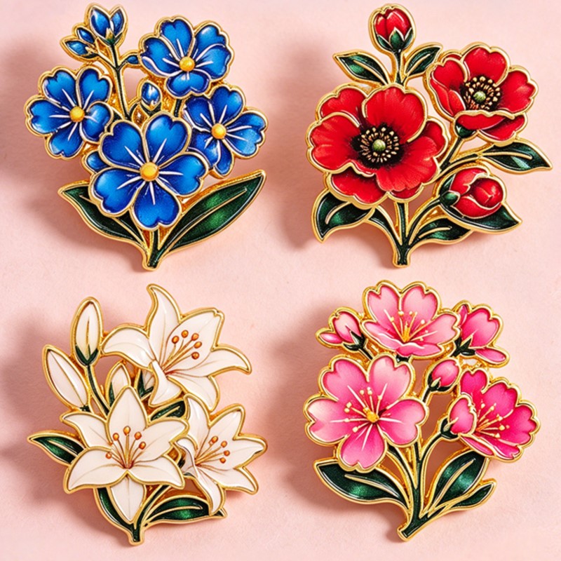 Pin Enamel Bunga Vintage Warna - Lapel Pin Enamel ulasan dan harga