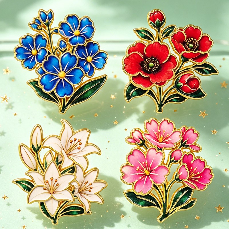 Pin Enamel Bunga Vintage Warna - Lapel Pin Enamel ulasan dan harga